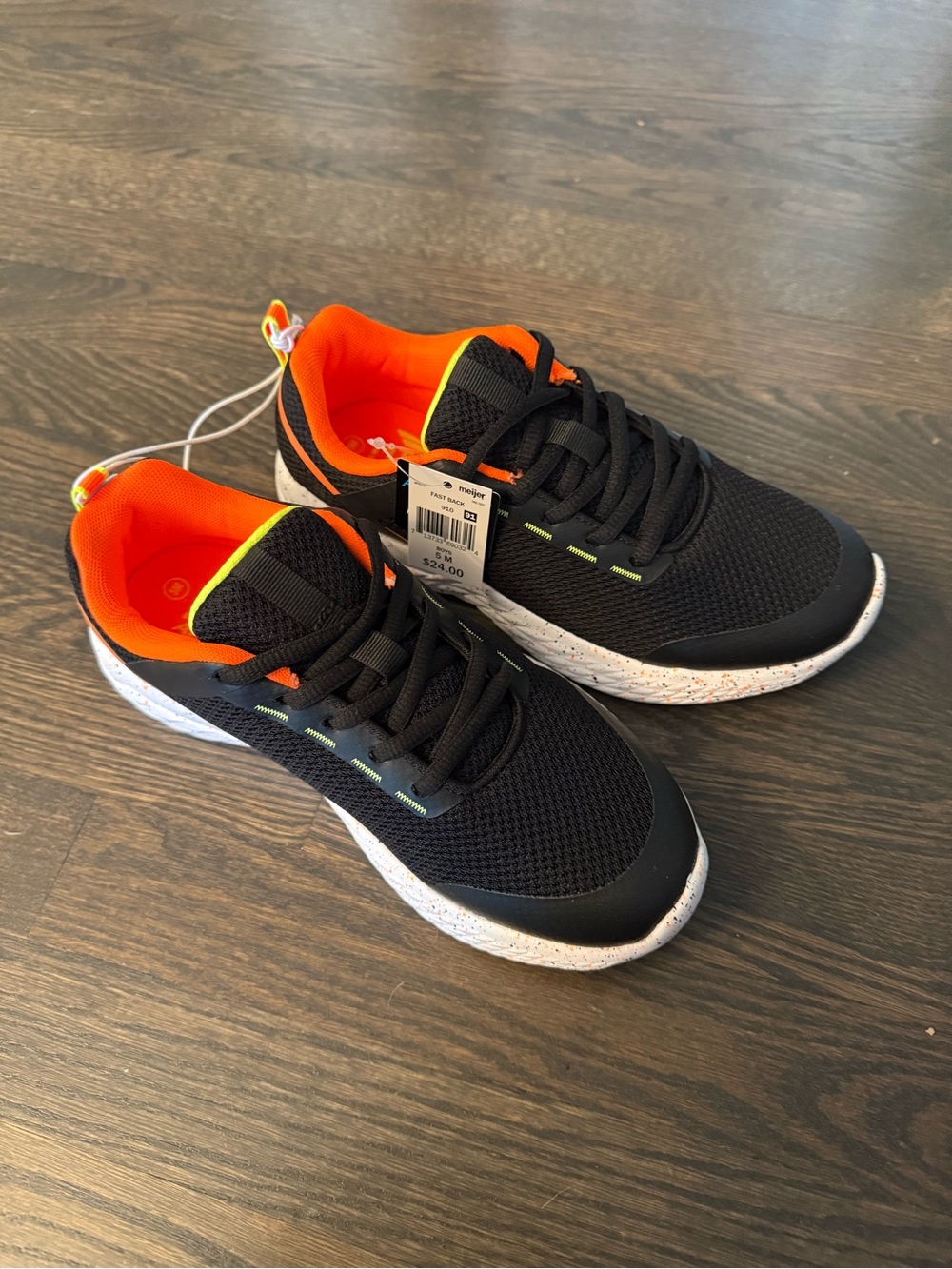 MTA Sport Black and Orange Kids Sneakers with White Speckle Sole